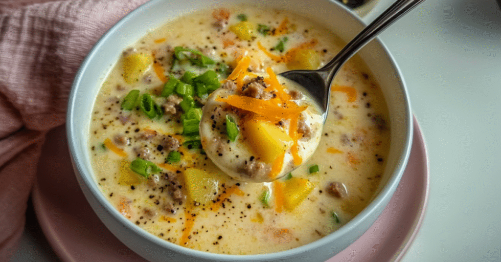 Cheesy Hamburger Potato Soup